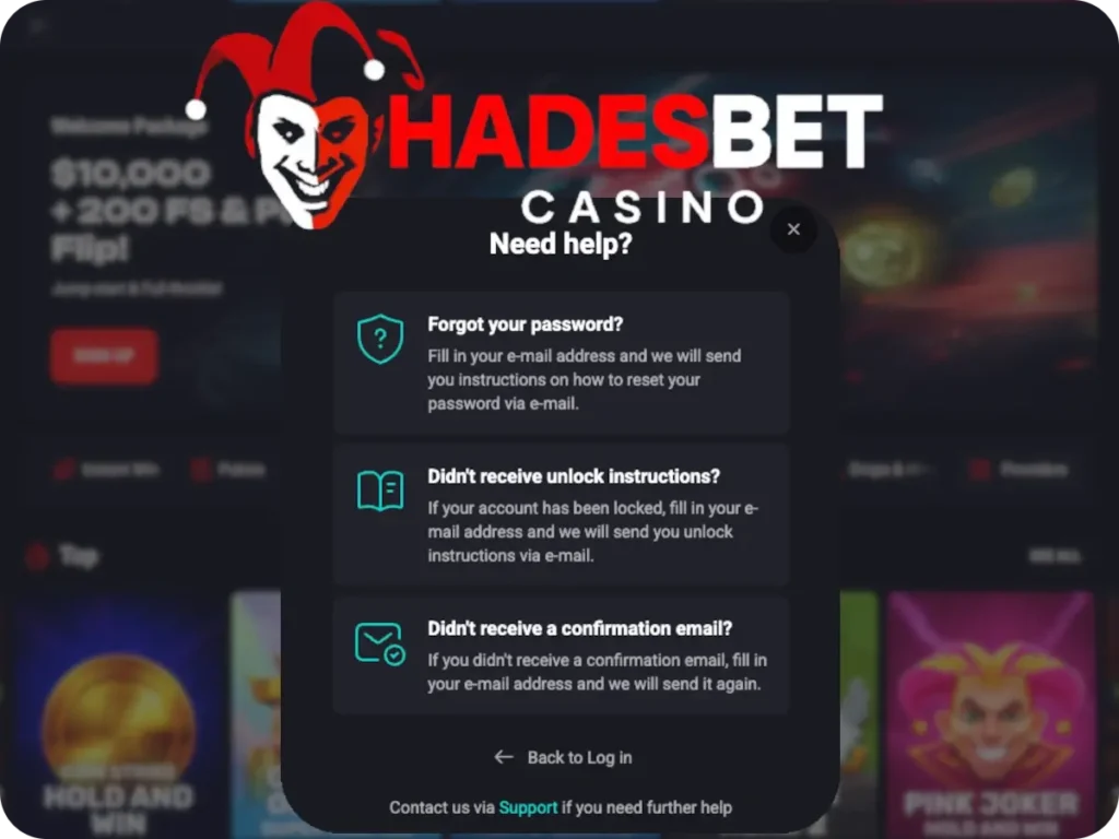 Hades Bet Casino Account